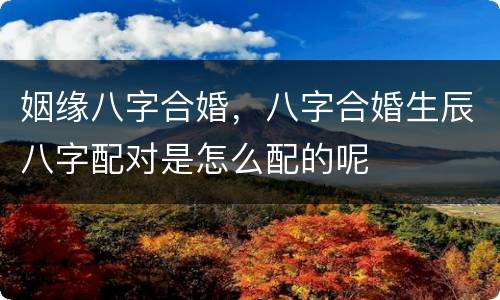 姻缘八字合婚，八字合婚生辰八字配对是怎么配的呢