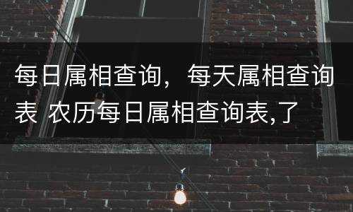 每日属相查询，每天属相查询表 农历每日属相查询表,了