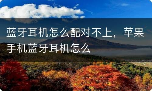蓝牙耳机怎么配对不上，苹果手机蓝牙耳机怎么