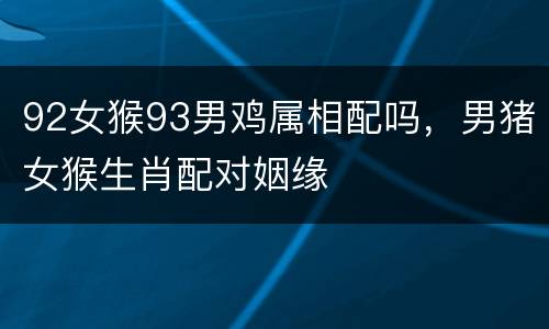 92女猴93男鸡属相配吗，男猪女猴生肖配对姻缘