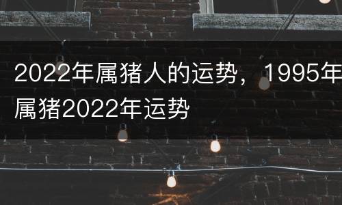 2022年属猪人的运势，1995年属猪2022年运势