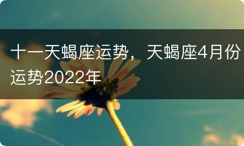十一天蝎座运势，天蝎座4月份运势2022年