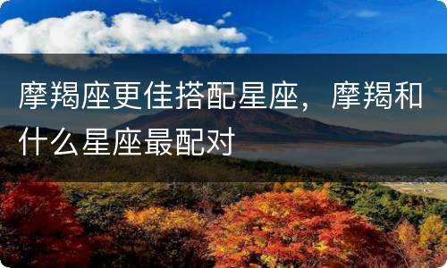 摩羯座更佳搭配星座，摩羯和什么星座最配对