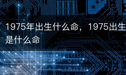 1975年出生什么命，1975出生是什么命