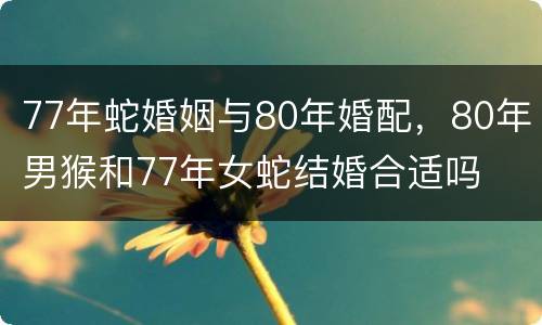 77年蛇婚姻与80年婚配，80年男猴和77年女蛇结婚合适吗