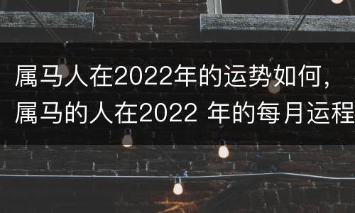 属马人在2022年的运势如何，属马的人在2022 年的每月运程