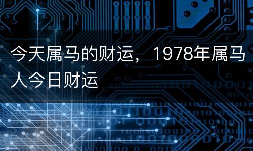 今天属马的财运，1978年属马人今日财运