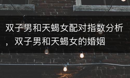 双子男和天蝎女配对指数分析，双子男和天蝎女的婚姻