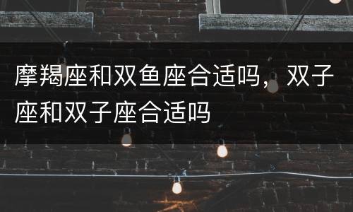 摩羯座和双鱼座合适吗，双子座和双子座合适吗