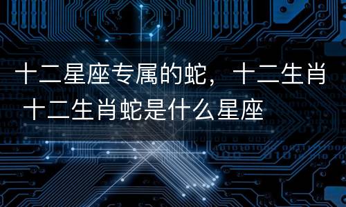 十二星座专属的蛇，十二生肖 十二生肖蛇是什么星座