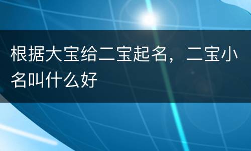 根据大宝给二宝起名，二宝小名叫什么好