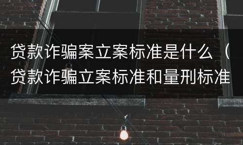贷款诈骗案立案标准是什么（贷款诈骗立案标准和量刑标准）