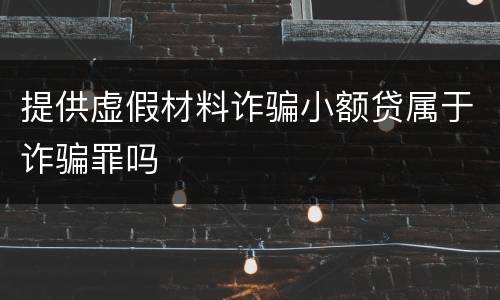 提供虚假材料诈骗小额贷属于诈骗罪吗