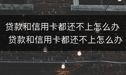 贷款和信用卡都还不上怎么办 贷款和信用卡都还不上怎么办呢