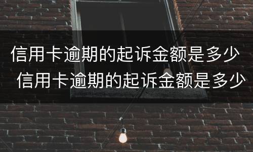 信用卡逾期的起诉金额是多少 信用卡逾期的起诉金额是多少啊