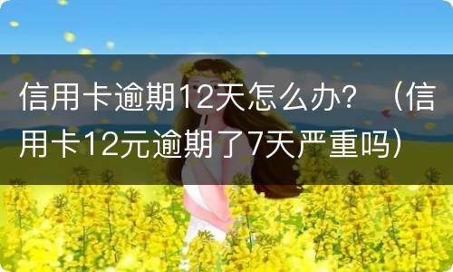信用卡逾期12天怎么办？（信用卡12元逾期了7天严重吗）