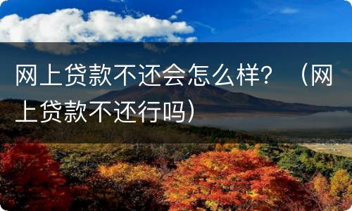网上贷款不还会怎么样？（网上贷款不还行吗）