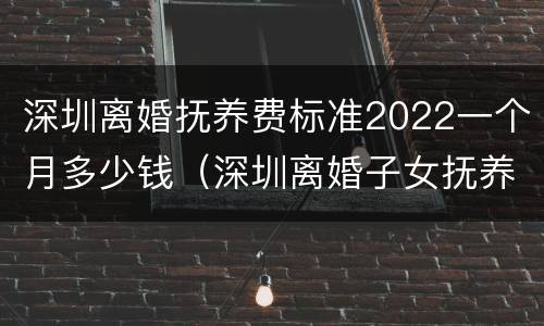 深圳离婚抚养费标准2022一个月多少钱（深圳离婚子女抚养费标准）
