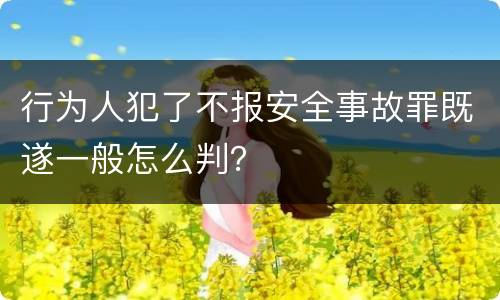 行为人犯了不报安全事故罪既遂一般怎么判？