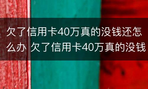 欠了信用卡40万真的没钱还怎么办 欠了信用卡40万真的没钱还怎么办呢