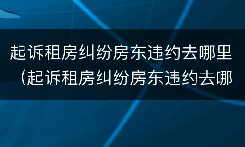 起诉租房纠纷房东违约去哪里（起诉租房纠纷房东违约去哪里投诉）
