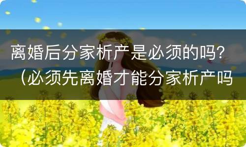 离婚后分家析产是必须的吗？（必须先离婚才能分家析产吗）