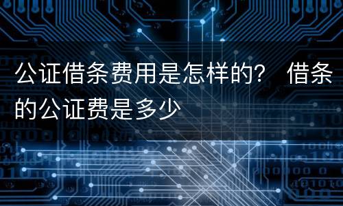 公证借条费用是怎样的？ 借条的公证费是多少