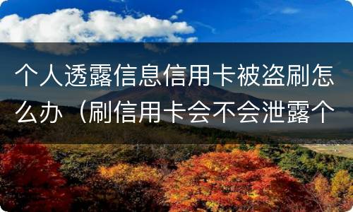 个人透露信息信用卡被盗刷怎么办（刷信用卡会不会泄露个人信息）