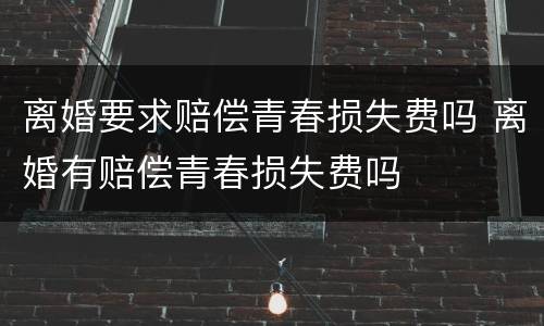 离婚要求赔偿青春损失费吗 离婚有赔偿青春损失费吗