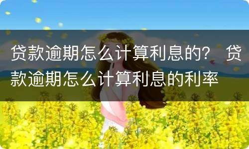 贷款逾期怎么计算利息的？ 贷款逾期怎么计算利息的利率