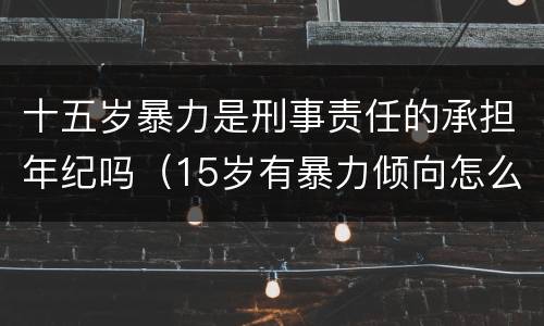十五岁暴力是刑事责任的承担年纪吗（15岁有暴力倾向怎么办）
