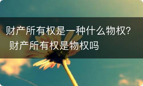 财产所有权是一种什么物权？ 财产所有权是物权吗