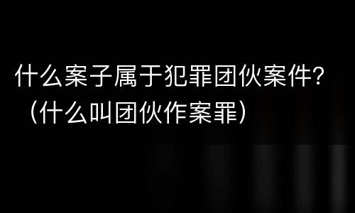 什么案子属于犯罪团伙案件？（什么叫团伙作案罪）