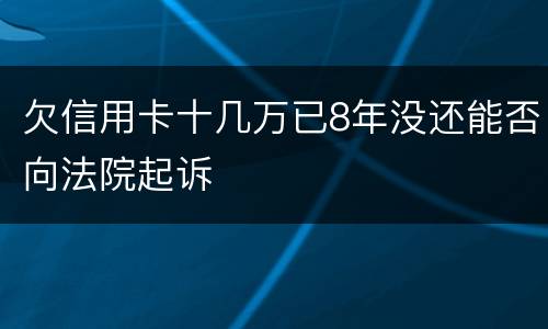 欠信用卡十几万已8年没还能否向法院起诉