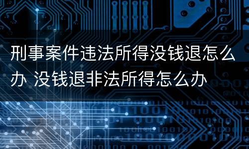 刑事案件违法所得没钱退怎么办 没钱退非法所得怎么办