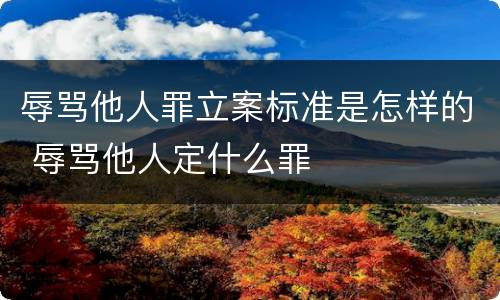 辱骂他人罪立案标准是怎样的 辱骂他人定什么罪