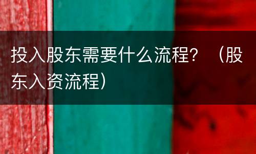 投入股东需要什么流程？（股东入资流程）