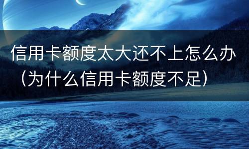 信用卡额度太大还不上怎么办（为什么信用卡额度不足）
