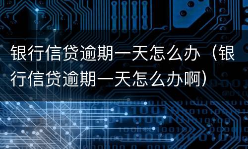 银行信贷逾期一天怎么办（银行信贷逾期一天怎么办啊）