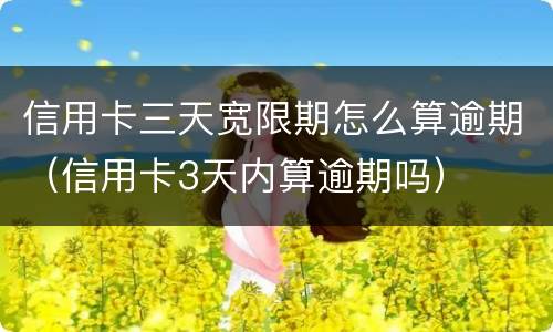 信用卡三天宽限期怎么算逾期（信用卡3天内算逾期吗）