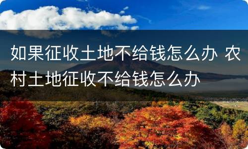 如果征收土地不给钱怎么办 农村土地征收不给钱怎么办