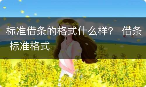 标准借条的格式什么样？ 借条 标准格式