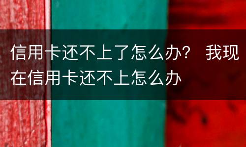 信用卡还不上了怎么办？ 我现在信用卡还不上怎么办