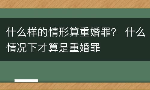 什么样的情形算重婚罪？ 什么情况下才算是重婚罪