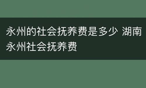 永州的社会抚养费是多少 湖南永州社会抚养费