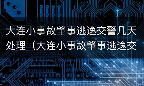 大连小事故肇事逃逸交警几天处理（大连小事故肇事逃逸交警几天处理结果）