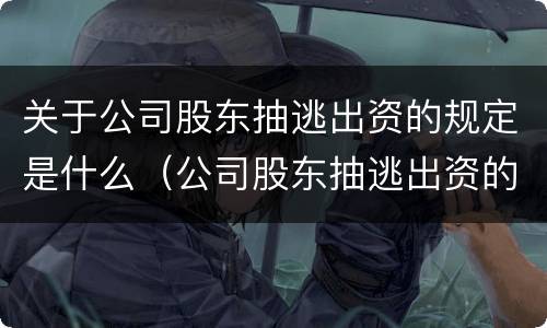 关于公司股东抽逃出资的规定是什么（公司股东抽逃出资的法律责任）