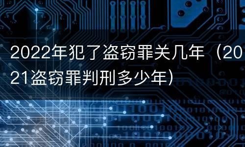 2022年犯了盗窃罪关几年（2021盗窃罪判刑多少年）