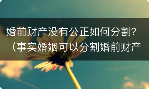 婚前财产没有公正如何分割？（事实婚姻可以分割婚前财产吗）