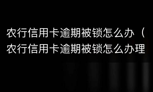 农行信用卡逾期被锁怎么办（农行信用卡逾期被锁怎么办理）